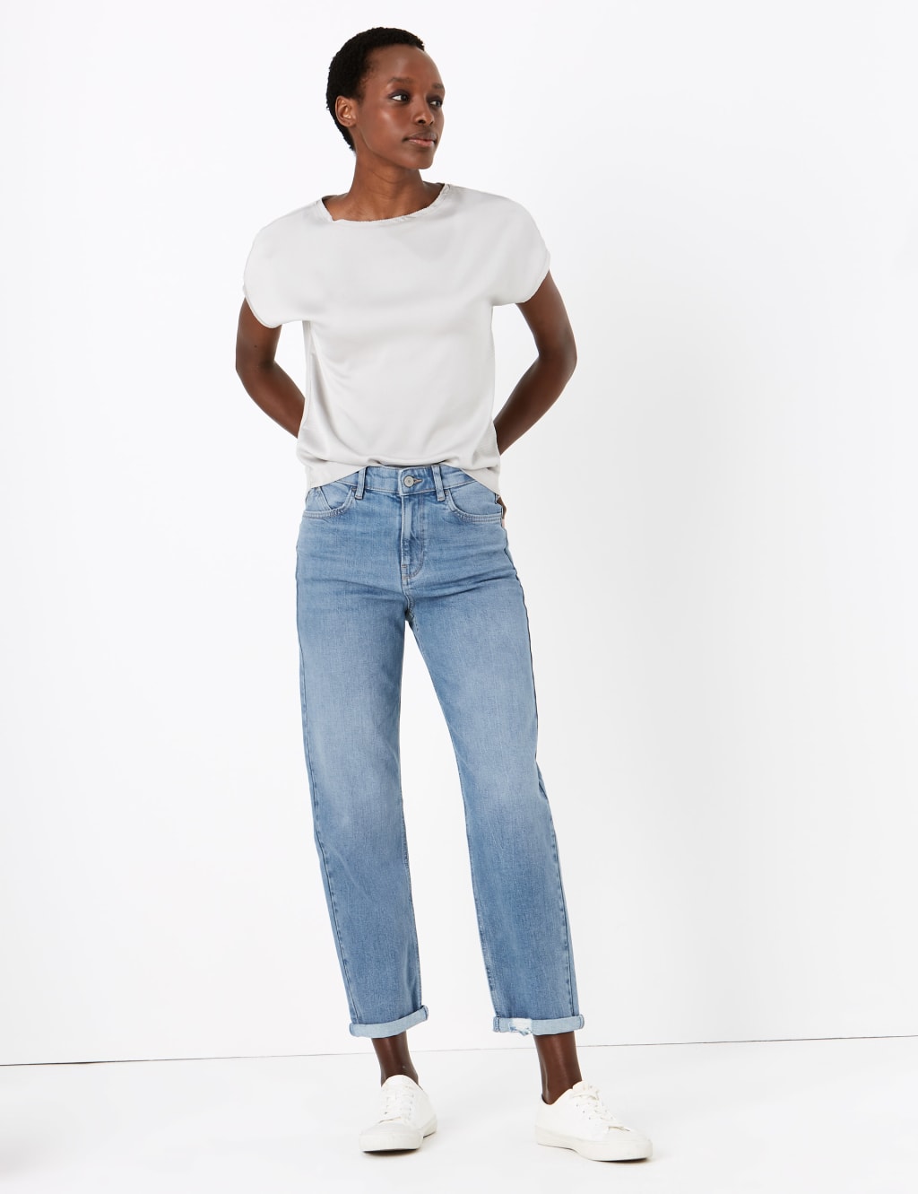 M&S Boyfriend Jeans with Stretch Light Indigo