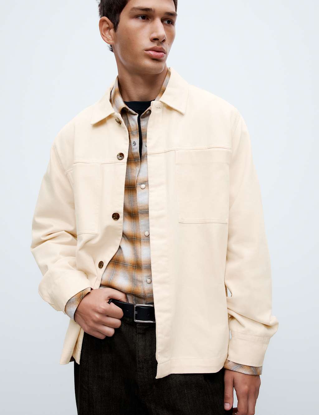M&S Denim Overshirt Ecru Mix