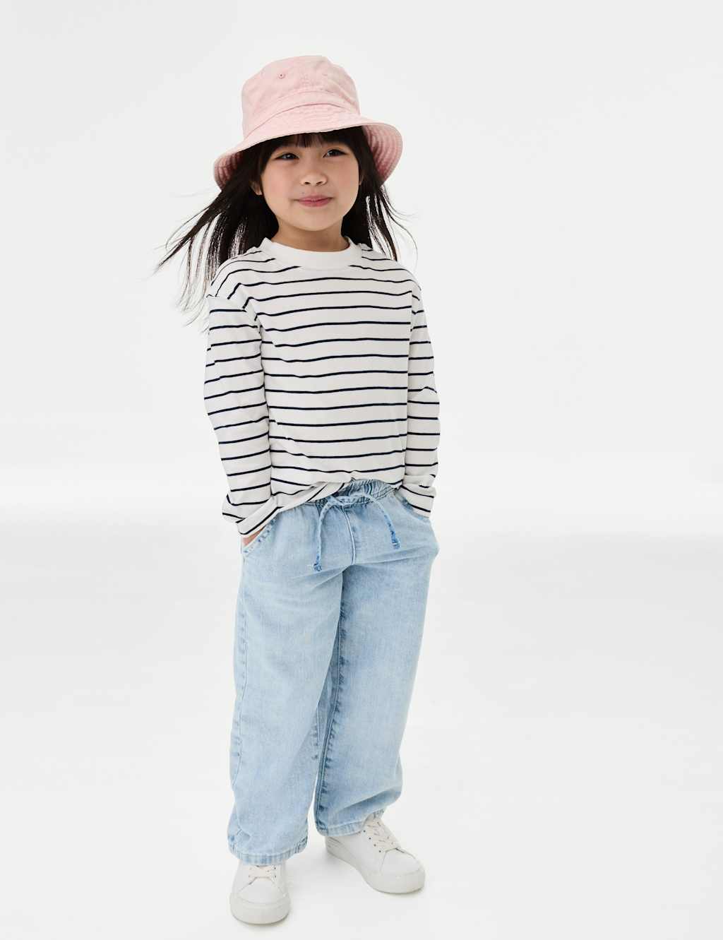 M&S Denim Wide Leg Elasticated Waist Jeans (2-8 Yrs) Light Denim