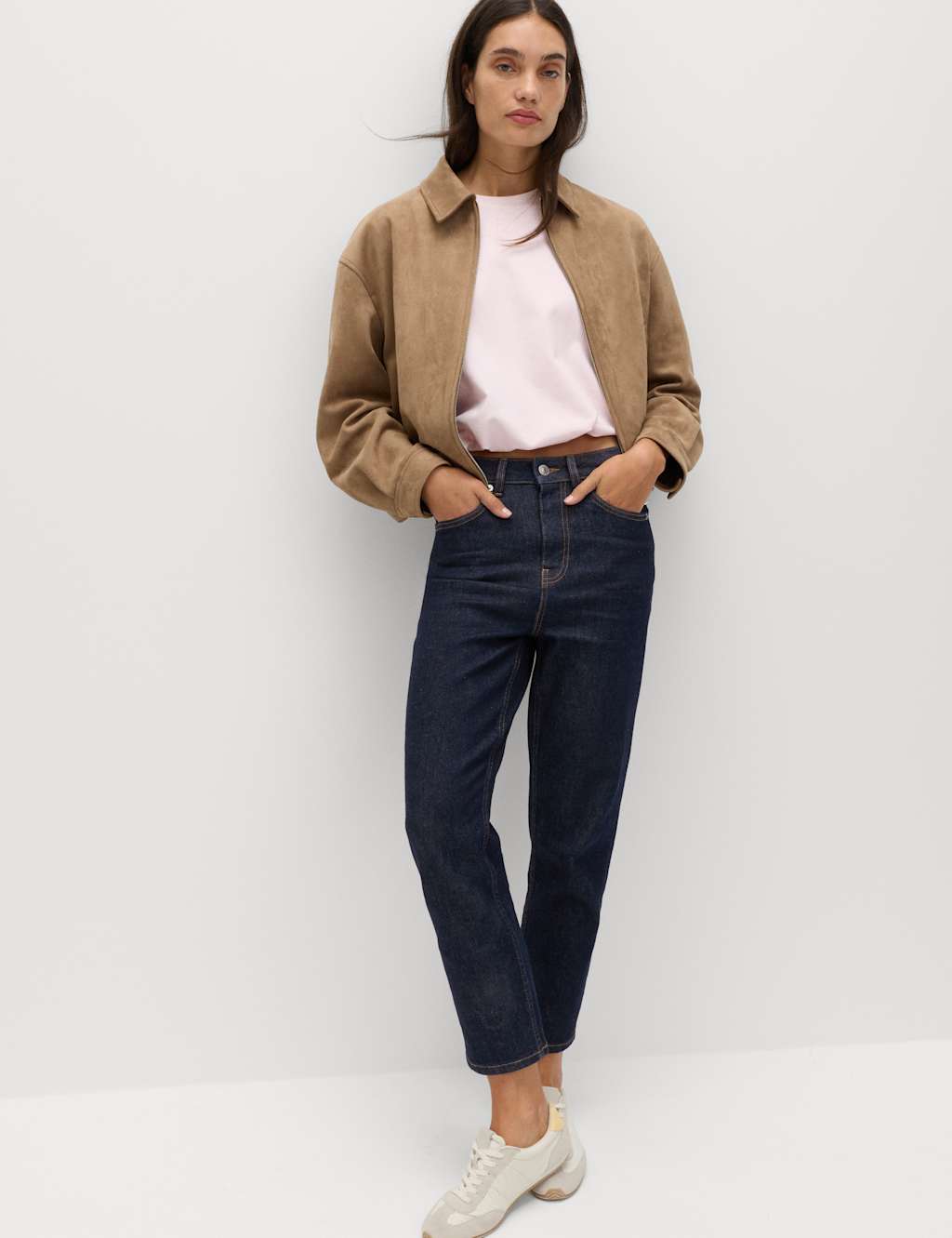 M&S High Waisted Cropped Slim Fit Jeans Dark Indigo