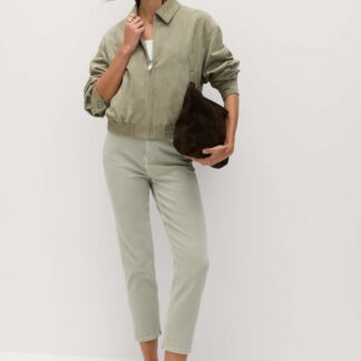 M&S High Waisted Cropped Slim Fit Jeans Soft Khaki