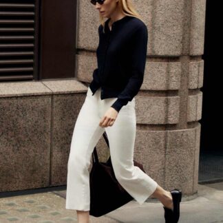 M&S High Waisted Kickflare Cropped Jeans Soft White