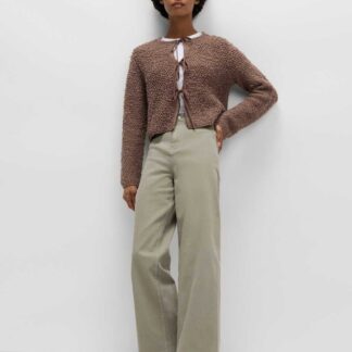 M&S High Waisted Wide Leg Ankle Grazer Jeans Taupe