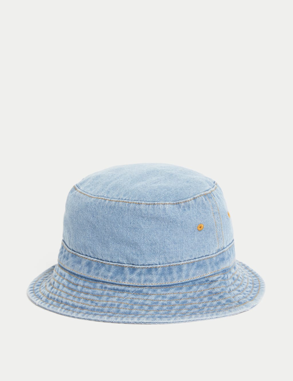 M&S Kids Cotton Plain Bucket Hat (1-13 Yrs) Denim