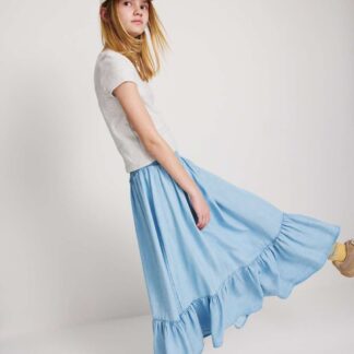 M&S Lyocell Shirred Maxi Skirt (6-16 Yrs) Light Denim