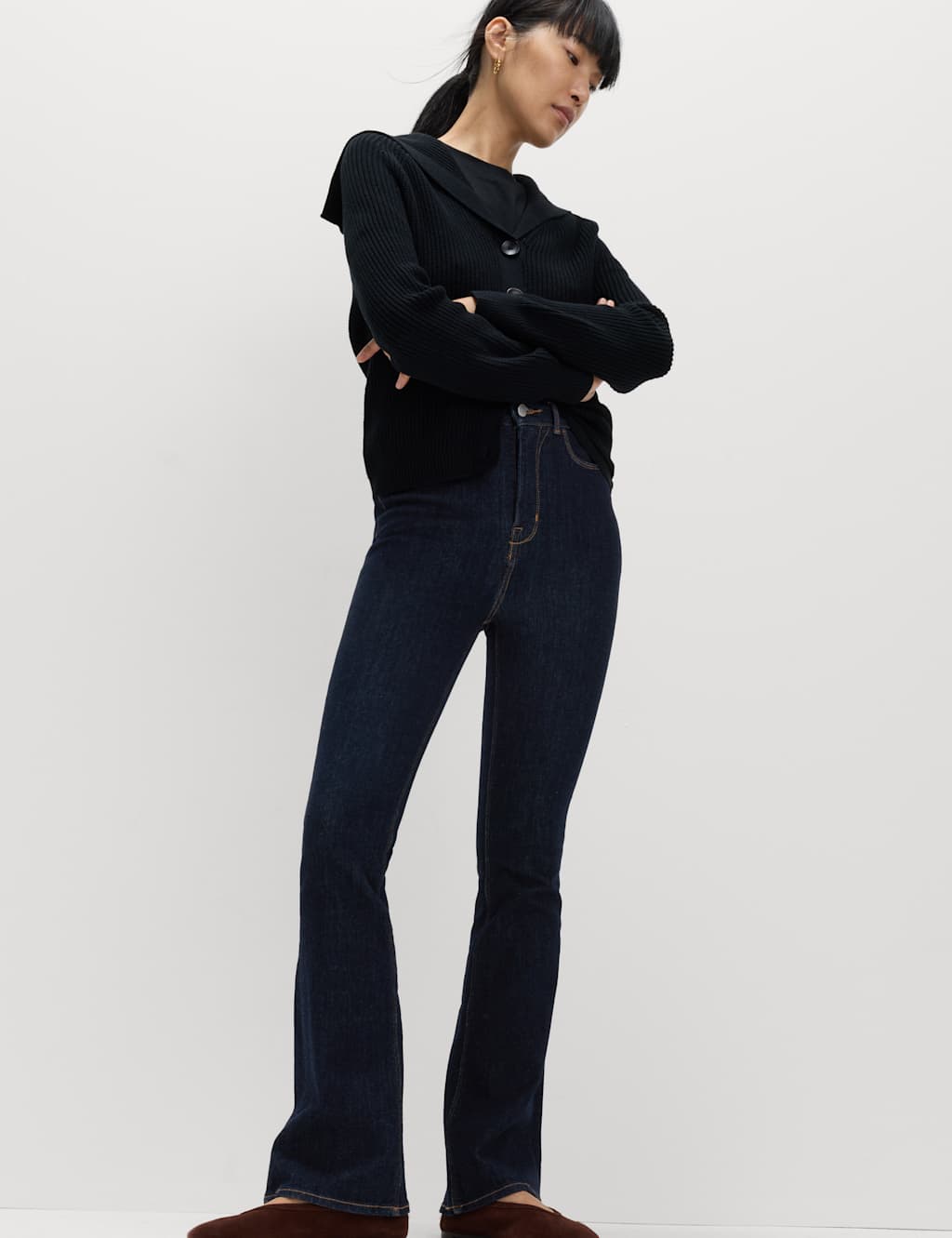 M&S Magic Shaping High Waisted Slim Flare Jeans Indigo Mix