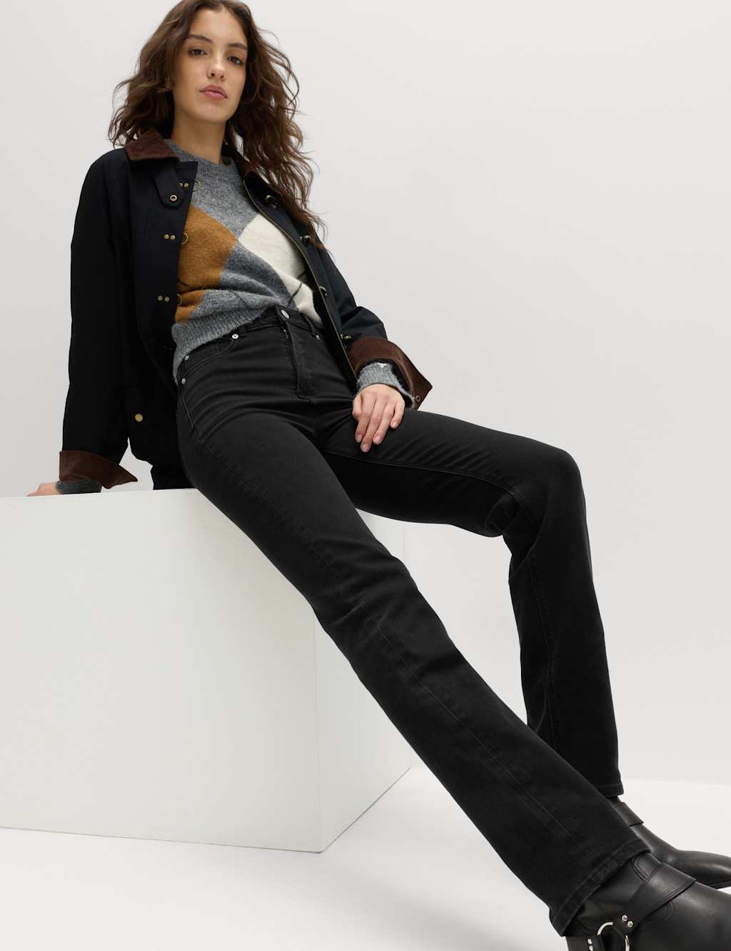 M&S Magic Shaping High Waisted Straight Leg Jeans Black