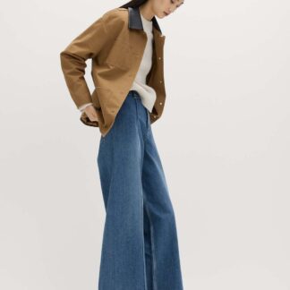 M&S Pintuck Wide Leg Ankle Grazer Jeans Medium Indigo