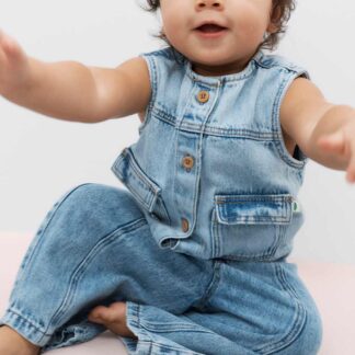 M&S Pure Cotton Denim Gilet (0-2 Yrs) Denim