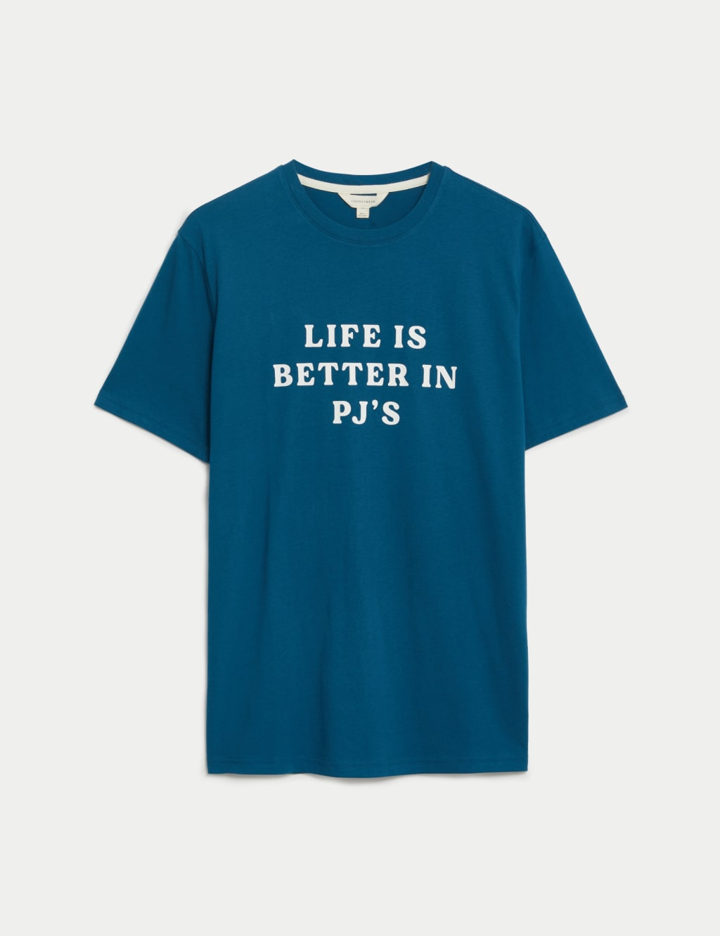 M&S Pure Cotton Slogan Loungewear Top Denim Mix