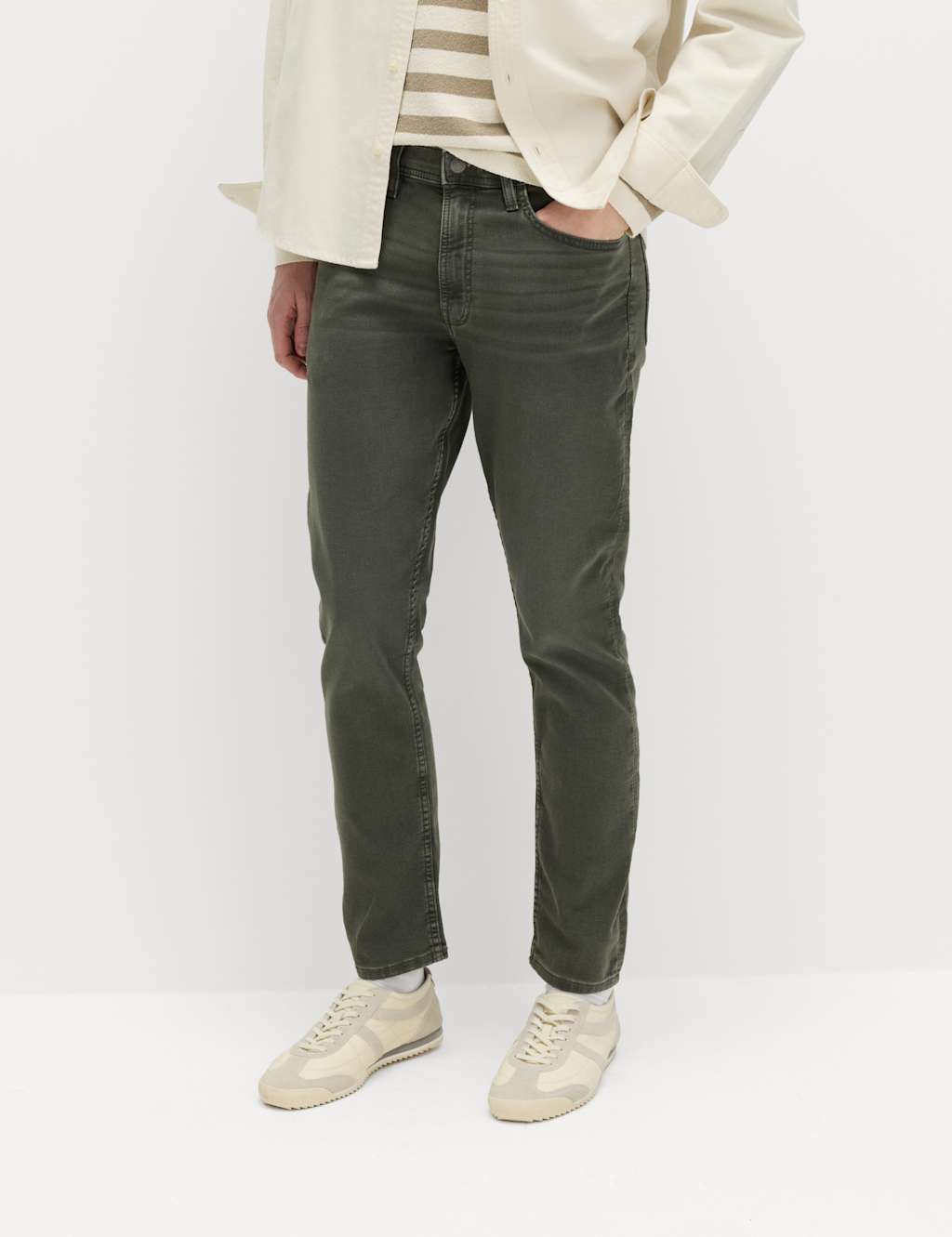 M&S Slim Fit Comfort Stretch Jeans Smokey Green