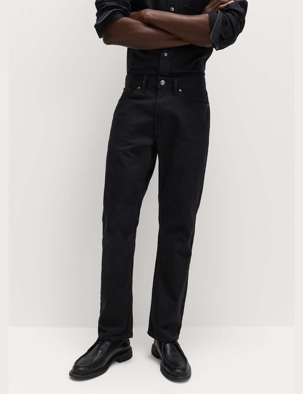 M&S Straight Fit Pure Cotton Jeans Black/Black