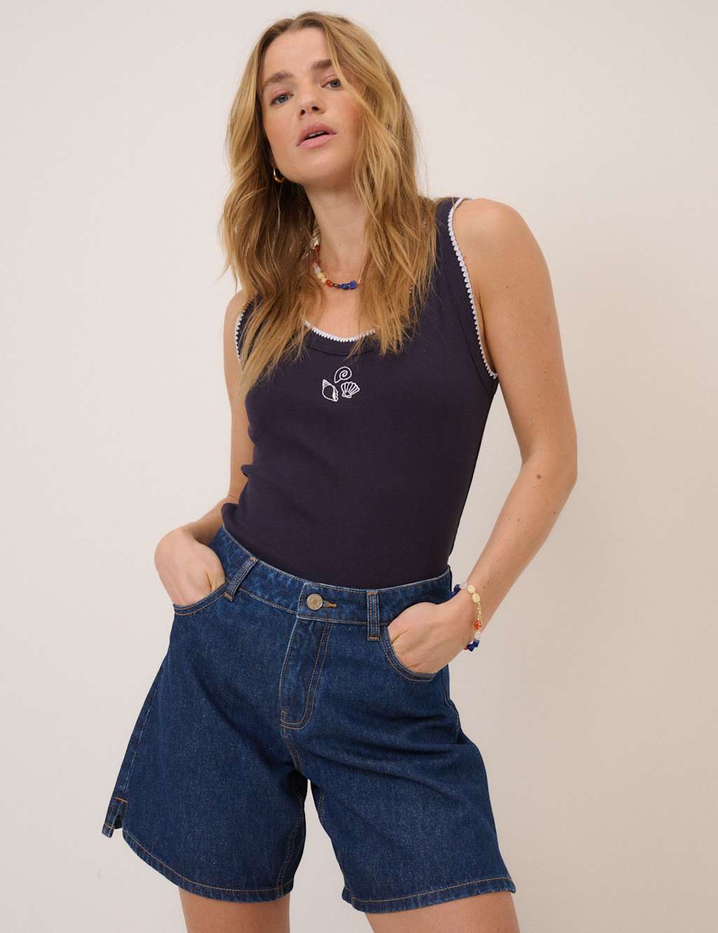 Nobody's Child Denim Relaxed Bermuda Shorts Blue