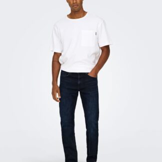 ONLY & SONS Regular Fit 5 Pocket Jeans Dark Blue Denim
