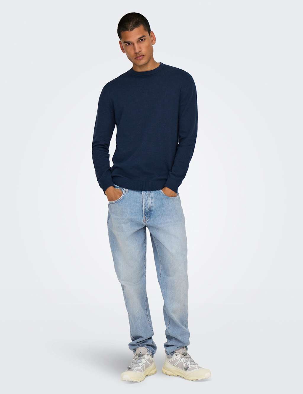 ONLY & SONS Tapered Fit 5 Pocket Jeans Light Blue