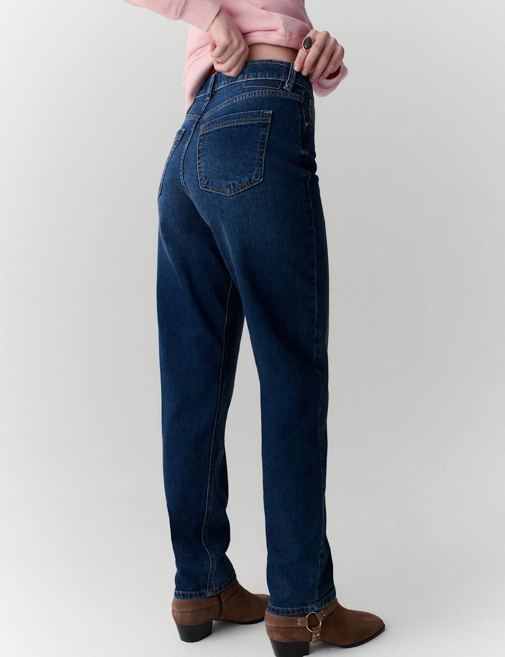 Per Una Girlfriend Mid Rise Turn Up Jeans with Lyocell Dark Indigo