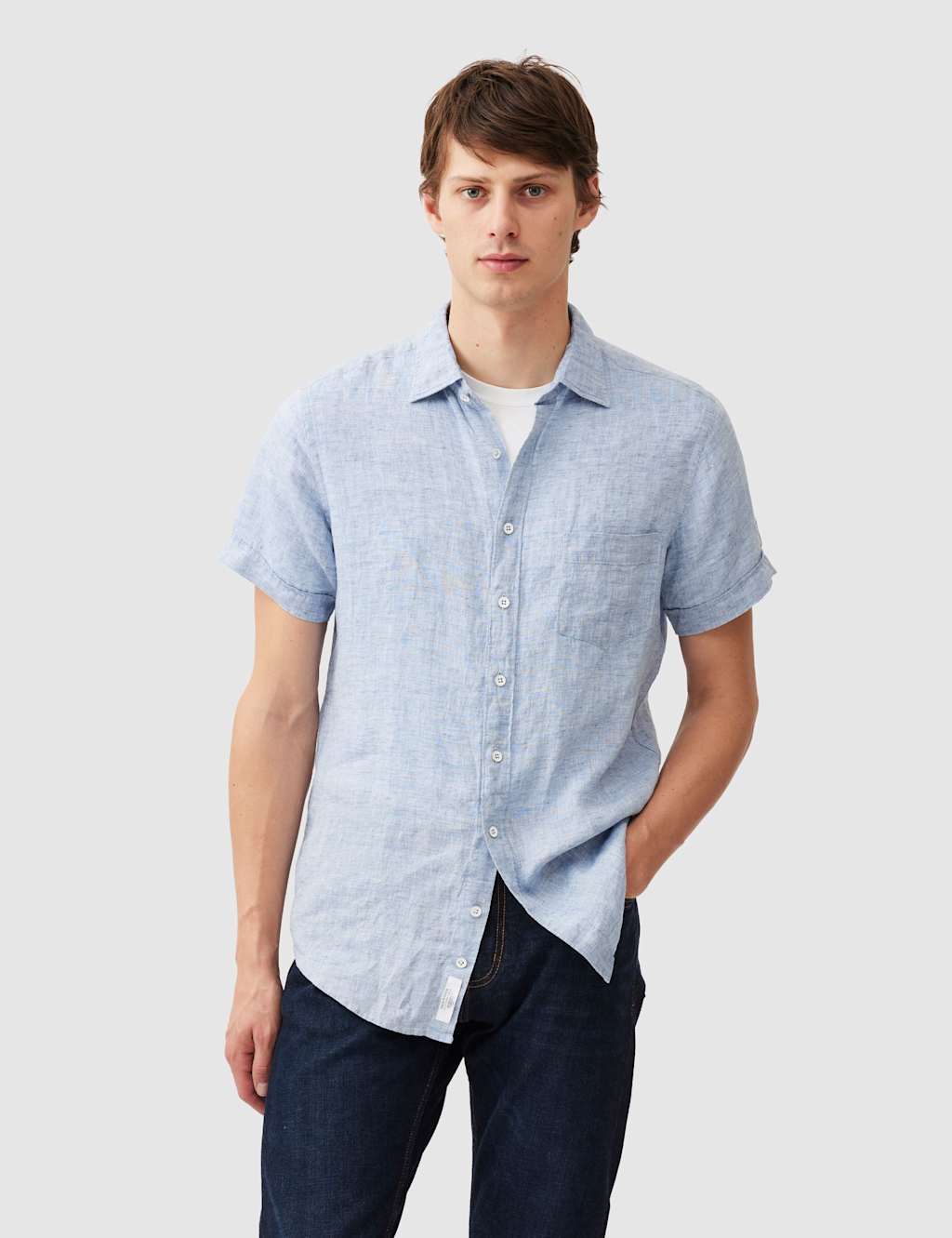 Rodd & Gunn Palm Beach Slim Fit Pure Linen Shirt Denim