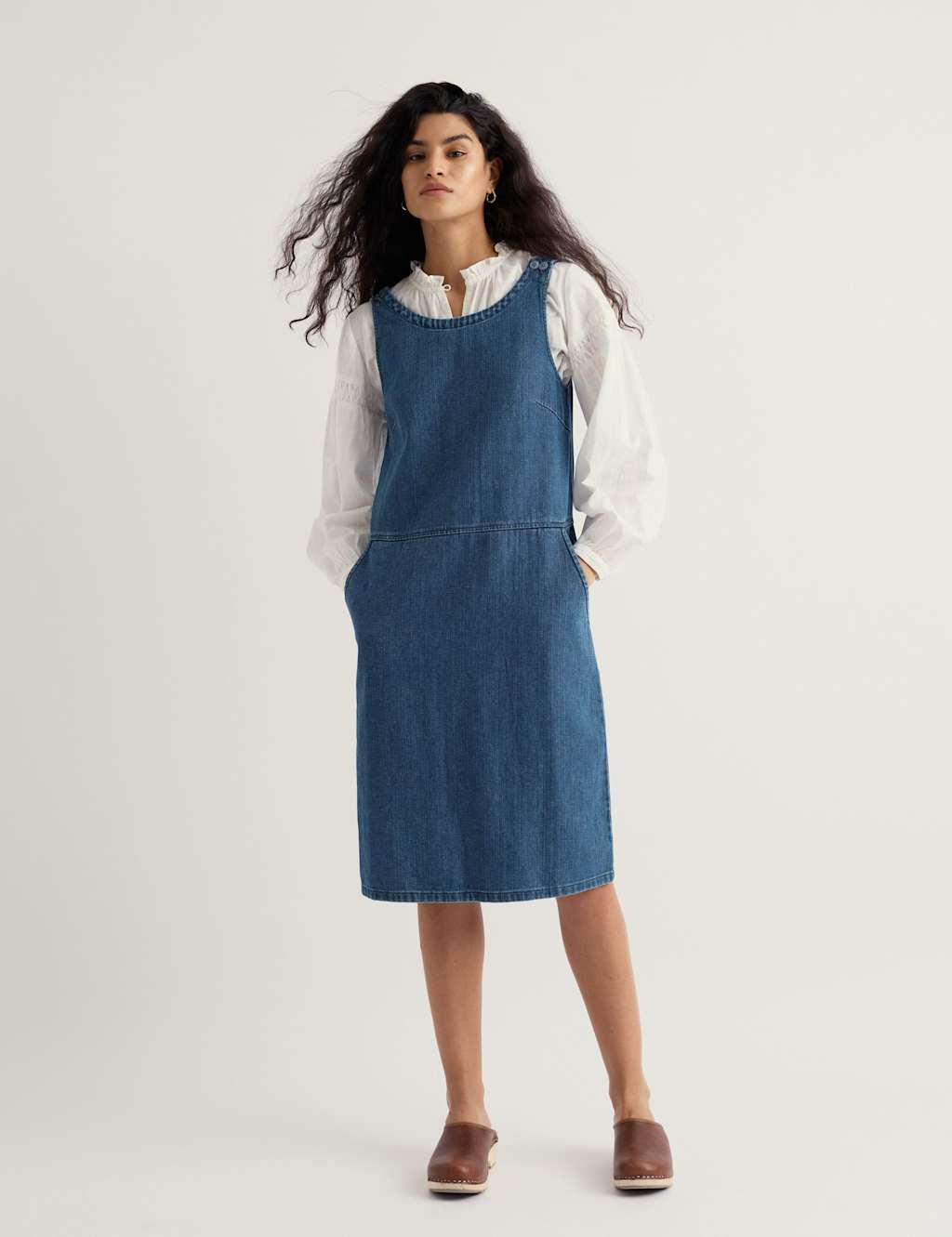 Seasalt Cornwall Cotton Rich Knee Length Shift Dress Blue Denim