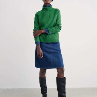 Seasalt Cornwall Denim A-Line Mini Skirt Blue
