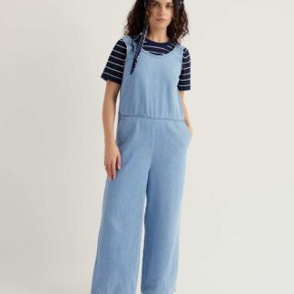 Seasalt Cornwall Lyocell Rich Wide Leg Jumpsuit Blue Denim