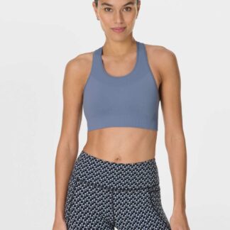 Sweaty Betty Stamina Seamless Medium Support Sports Bra Blue Denim