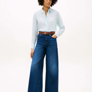 Tommy Hilfiger Doreen High Waisted Wide Leg Jeans Mid Blue