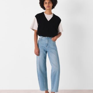 Whistles High Waisted Barrel Ankle Grazer Jeans Light Blue