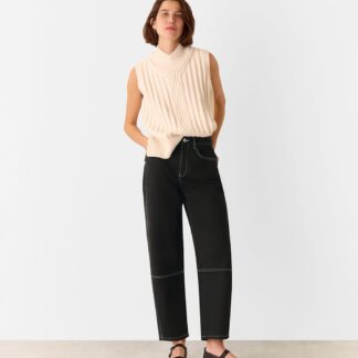 Whistles High Waisted Slim Barrel Ankle Grazer Jeans Black Mix