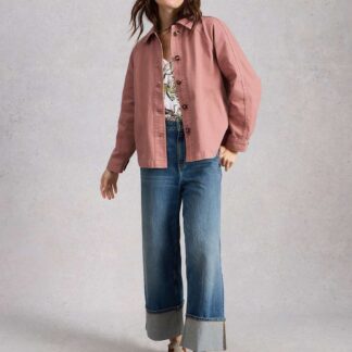 White Stuff Denim Collared Jacket Pink
