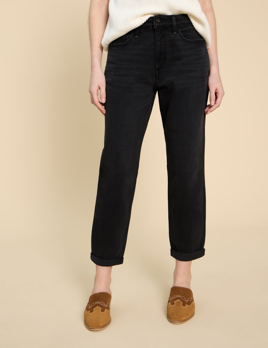 White Stuff Freya Mid Rise Straight Leg Jeans Black