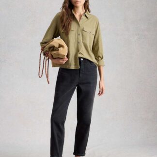 White Stuff Pure Cotton Denim Collared Utility Shirt Green