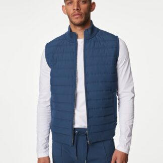 Autograph Cotton Blend Zip Up Gilet Denim