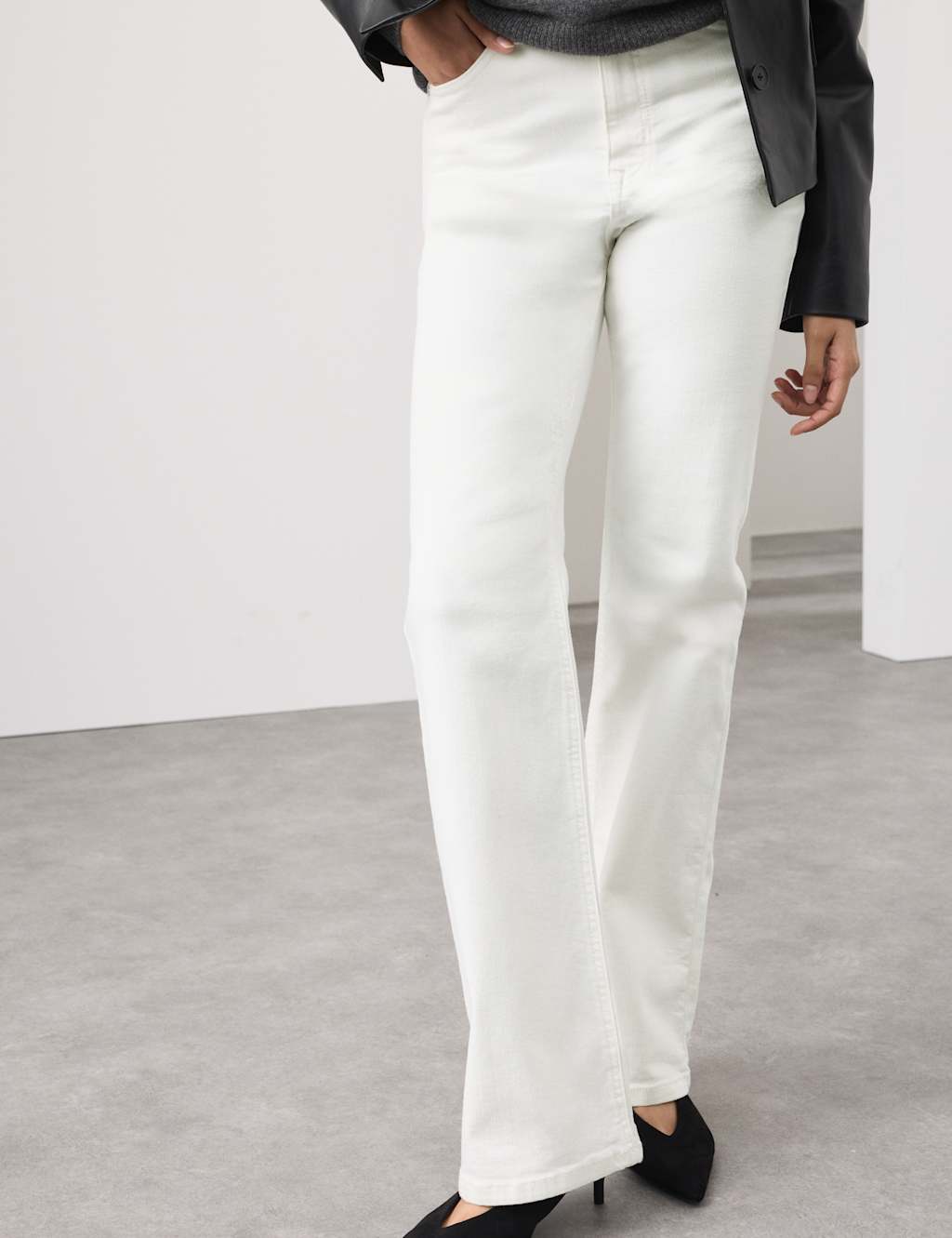 Autograph Lyocell Blend High Waisted Flared Jeans Ivory