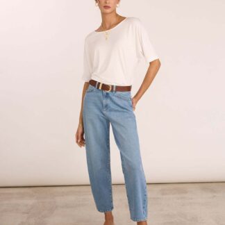 BAUKJEN High Waisted Barrel Jeans Light Indigo