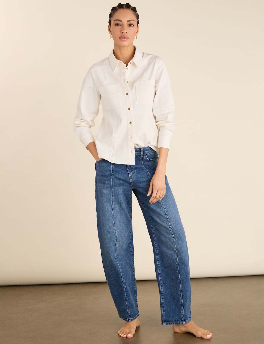 BAUKJEN High Waisted Barrel Leg Jeans Indigo