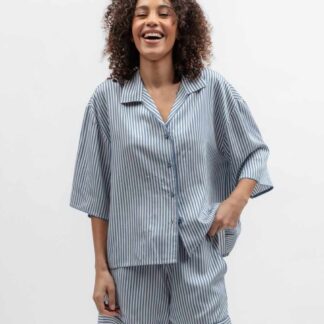 Cyberjammies Pure Modal Striped Cuffed Hem Shortie Set Blue