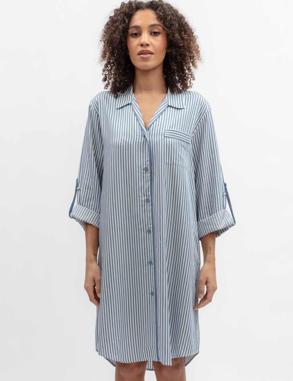 Cyberjammies Pure Modal Striped Nightshirt Blue