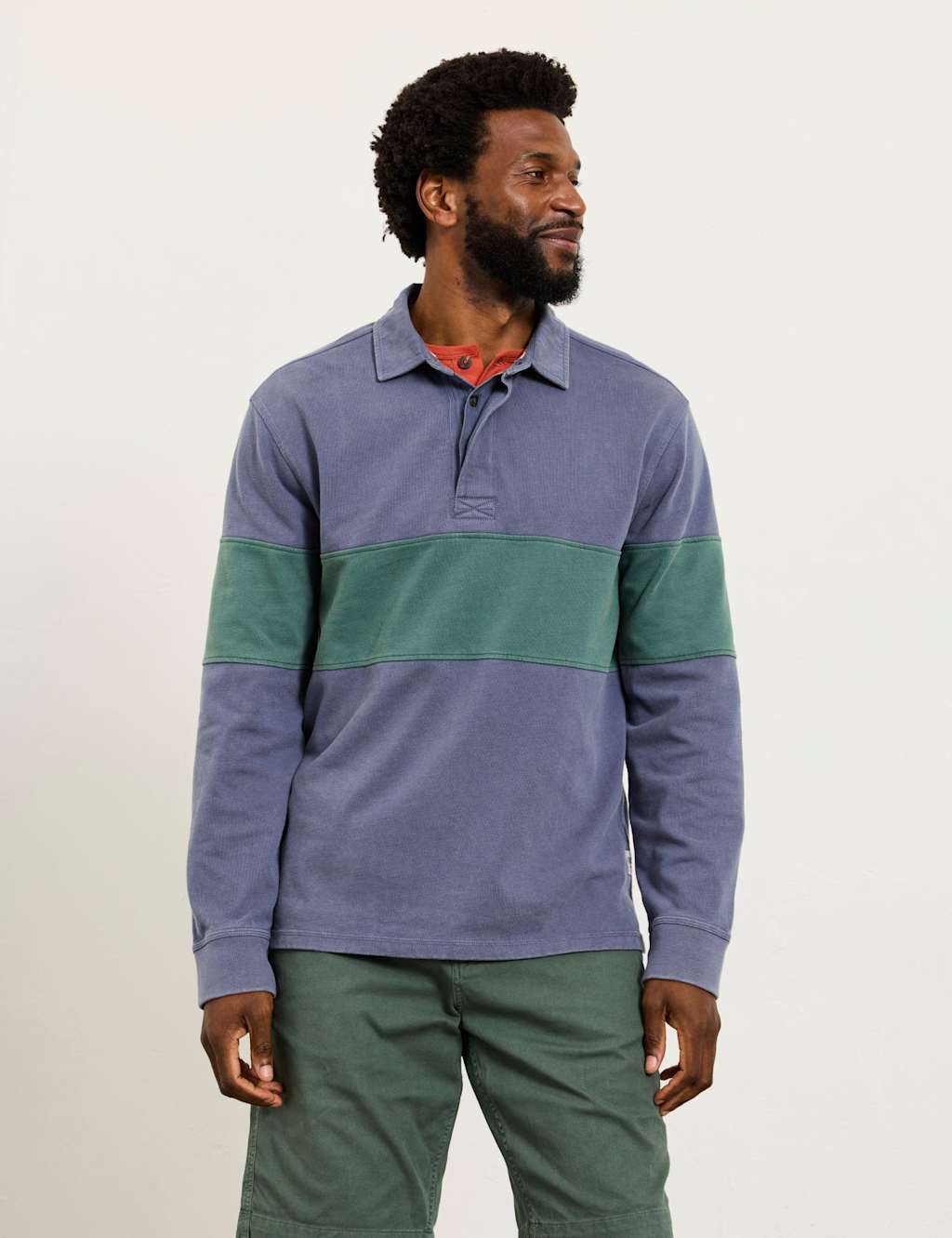 FatFace Pure Cotton Striped Rugby Shirt Denim Mix