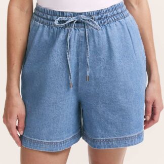 Finery London Pure Cotton Denim Shorts Light Blue