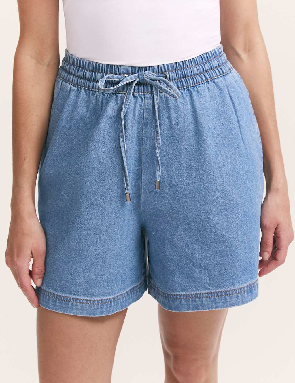 Finery London Pure Cotton Denim Shorts Light Blue