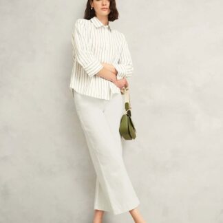 HOBBS High Waisted Wide Leg Cropped Jeans White