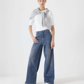 HUSH Mid Rise Wide Leg Jeans Light Blue