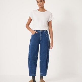HUSH Seam Detail Barrel Leg Jeans Blue Denim