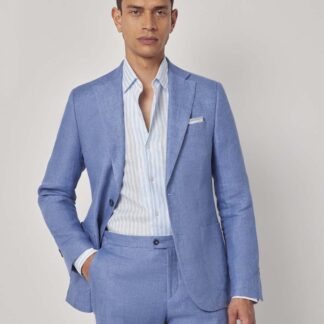 Hawes & Curtis Slim Fit Pure Linen Suit Jacket Denim