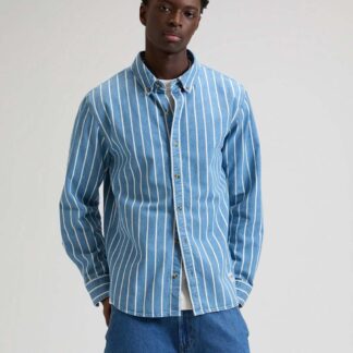 Lee Regular Fit Striped Denim Shirt Blue Mix