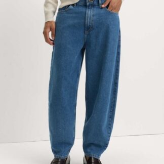 M&S Barrel Fit Pure Cotton Rigid Jeans Medium Blue