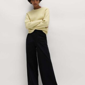 M&S Denim Elasticated Waist Wide Leg Trousers Black