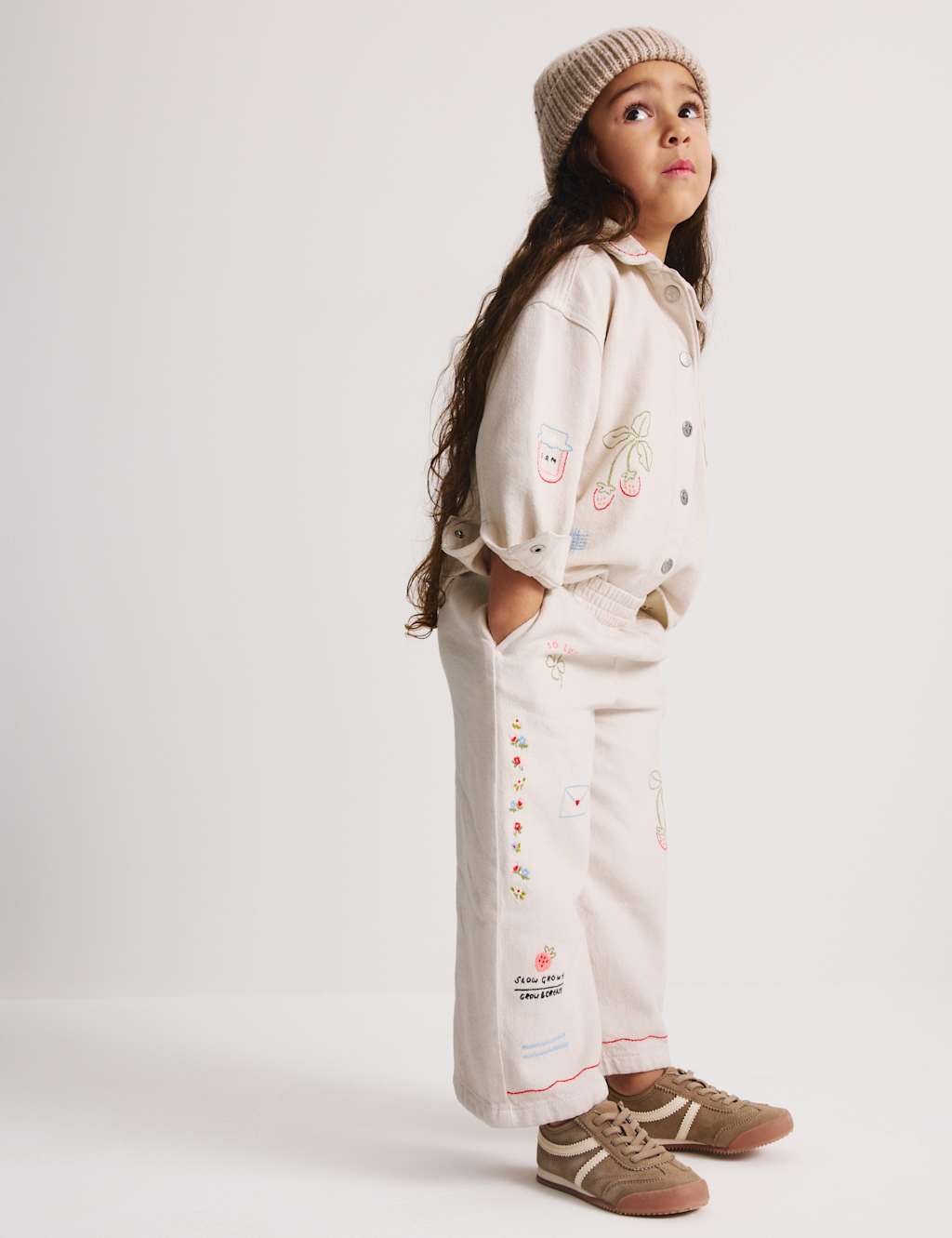 M&S Denim Embroidered Jeans (1-8 Yrs) Ecru Mix