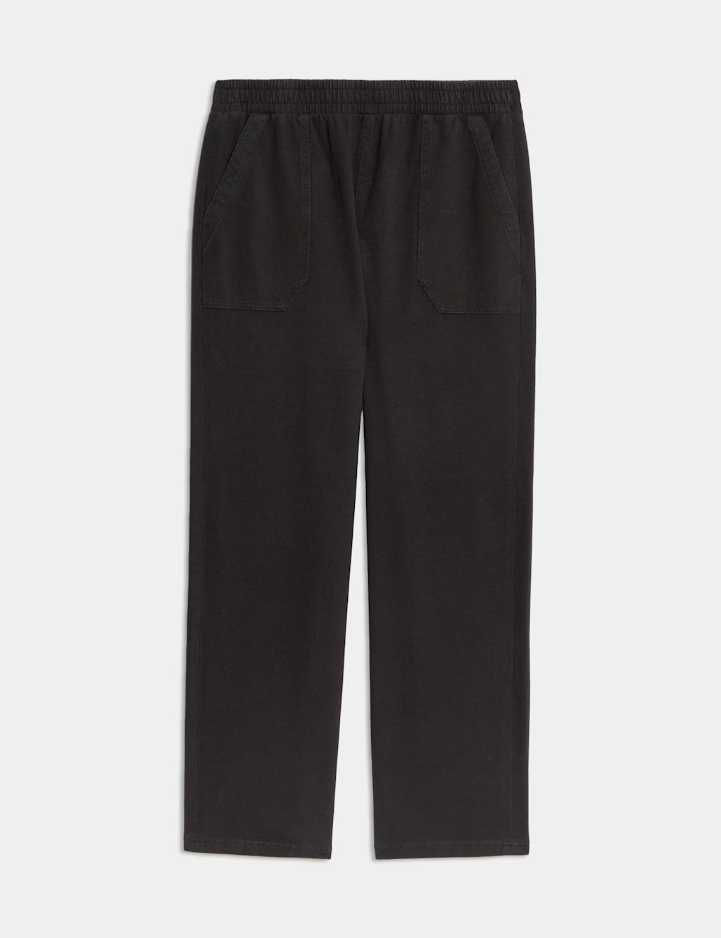 M&S Denim Jersey Straight Leg Trousers Black