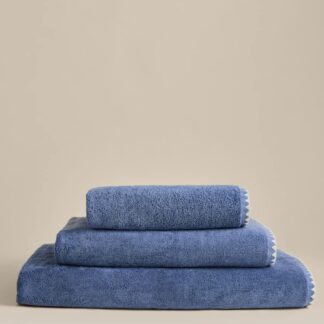 M&S Egyptian Cotton Blanket Stitch Towel Denim